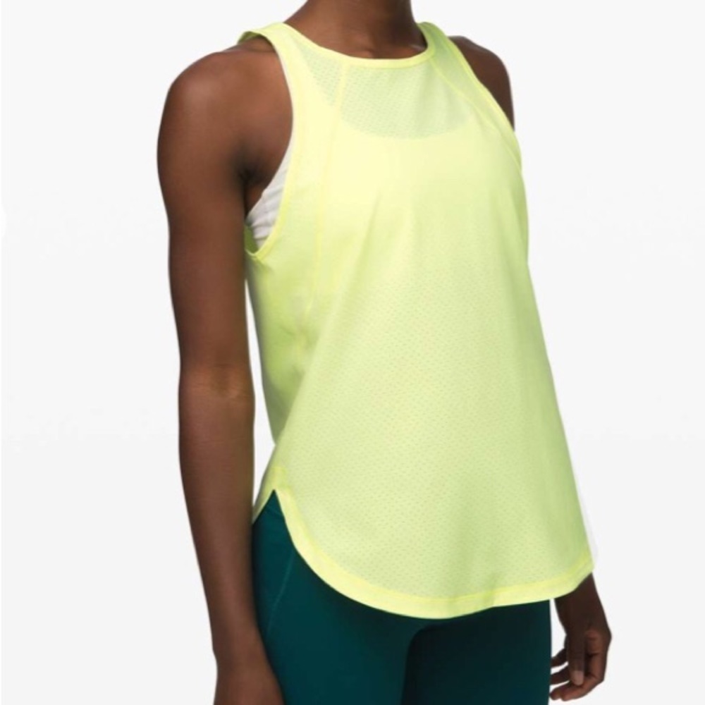 lululemon athletica Neon Yellow Mesh Racerback Tank Top